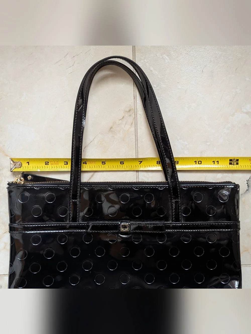 Kate Spade | Black Patent Jeralyn Camellia Street Shoulder Bag‎